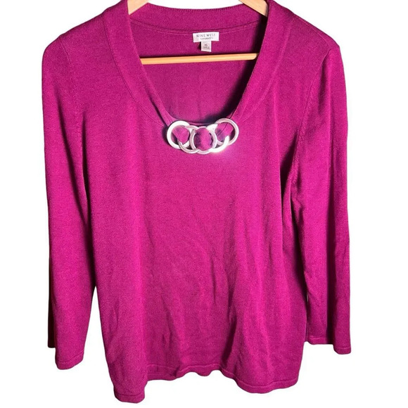 Nine West Purple 3/4 Sleeve Sweater size XL School Workwear Casual - Picture 1 of 8